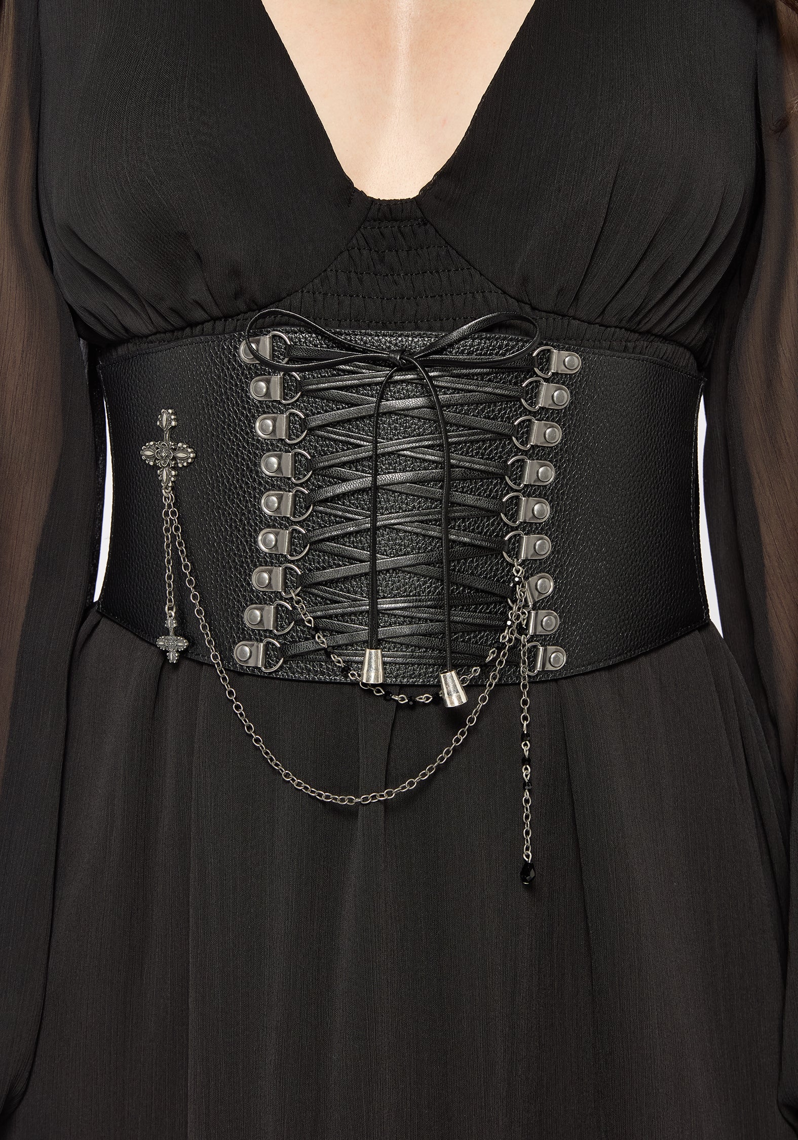Black Rhinestone Infinity Elastic Corset Waist Statement Belt Embellished Elastic Waist Belt - Black | Boston Proper main image 4