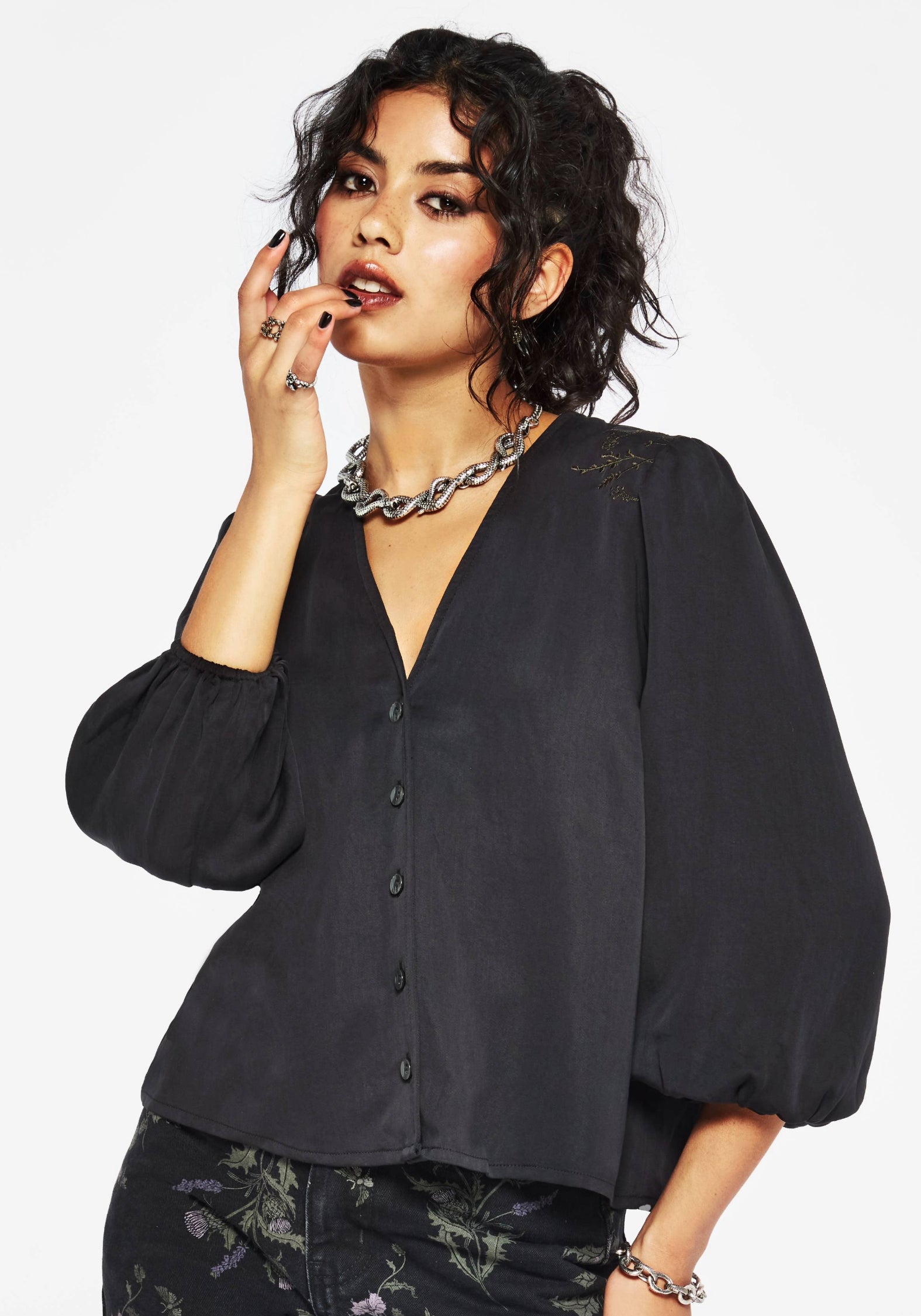 Isidora Embroidered Button Up Blouse | Disturbia - Shop Women