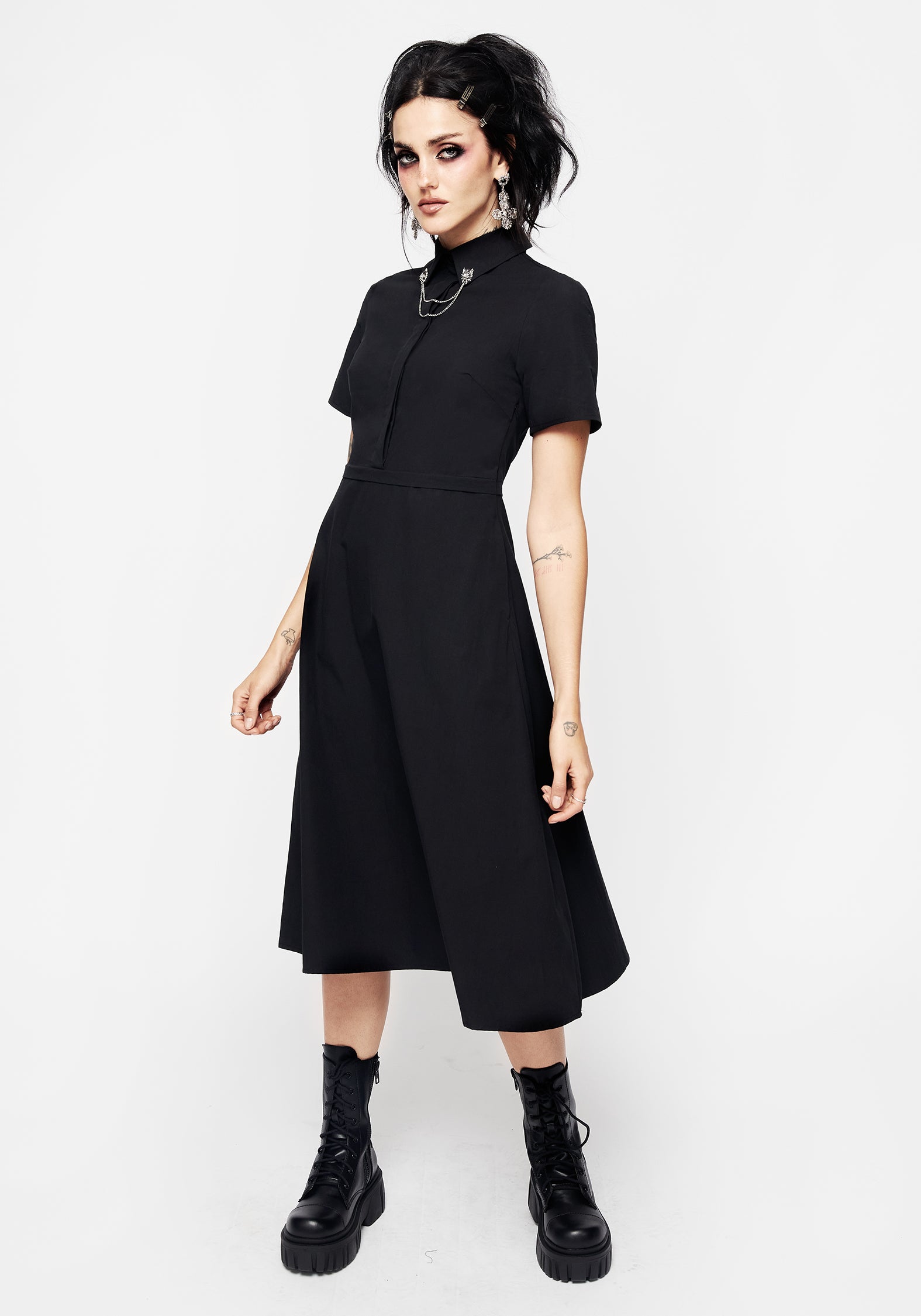 Fenrir Midi Shirt Dress | Disturbia - Shop Women's Gothic, Alternative & Dark Romantic Fashion, Accessories & Homeware Fenrir Midi Shirt Dress | Disturbia - Shop Women's Gothic, Alternative & Dark Romantic Fashion, Accessories & Homeware