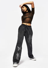 Entwined Rose Graphic Print Straight Leg Sweatpants