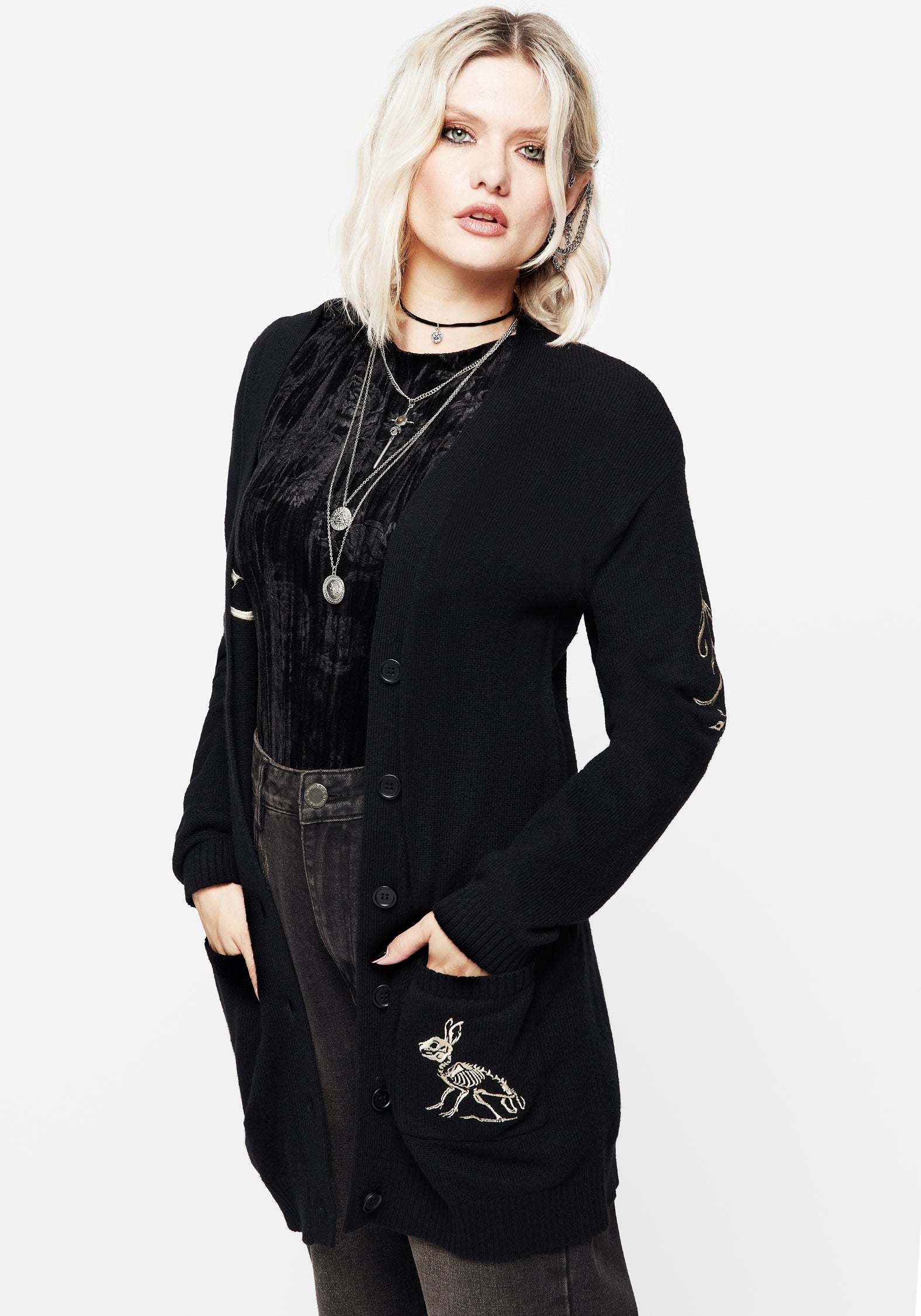 Hester Embroidered Knit Longline Cardigan | Disturbia - Shop