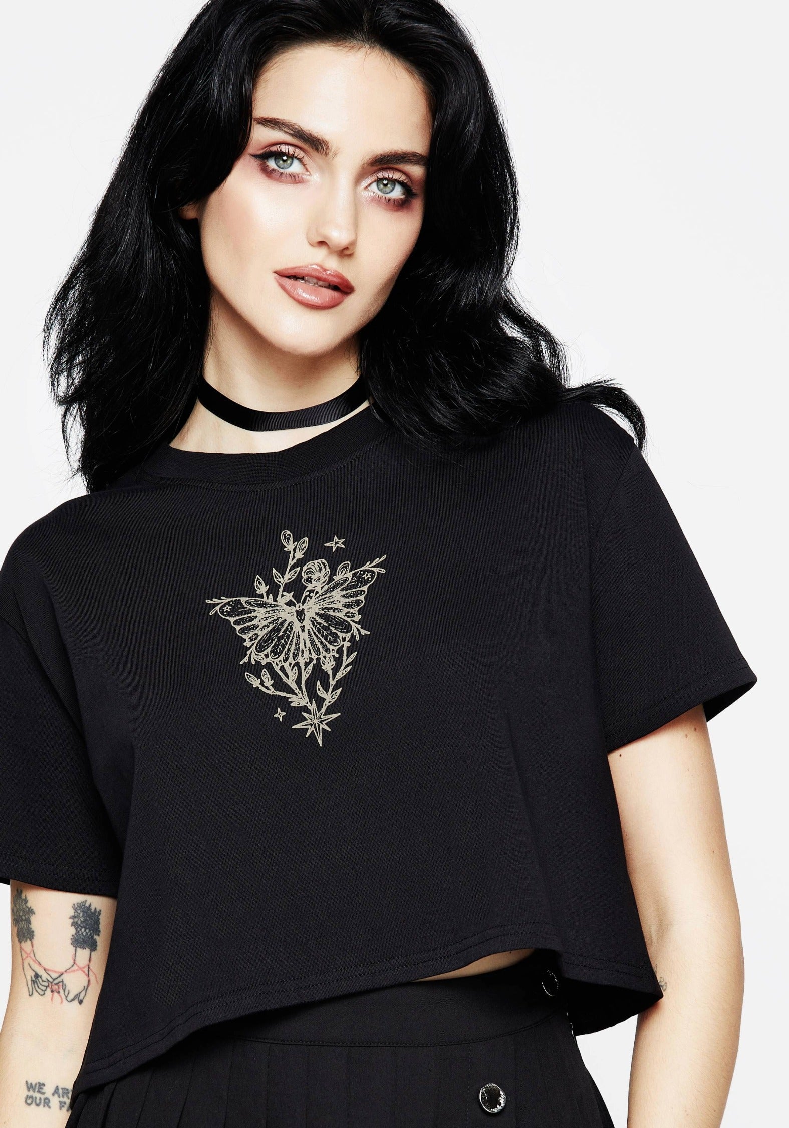 Hawkmoth Graphic Print Boxy Crop Tee | Disturbia - Shop Women's