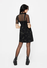 Callopistria Moth Print Denim Mini Apron Dress