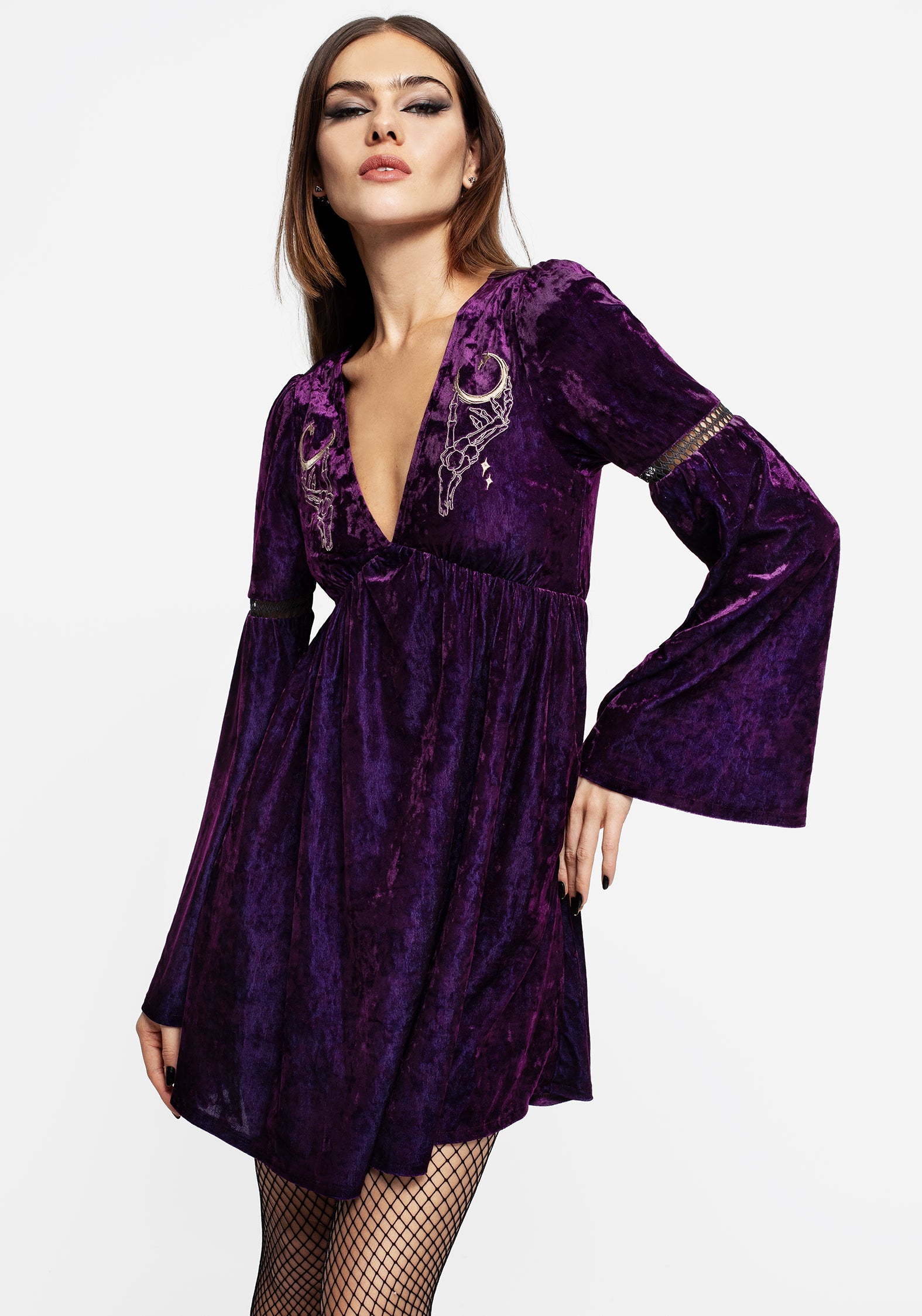 purple velvet goth dress Halloween Gothic Purple Velvet Boned Slip Dress High-low Hem