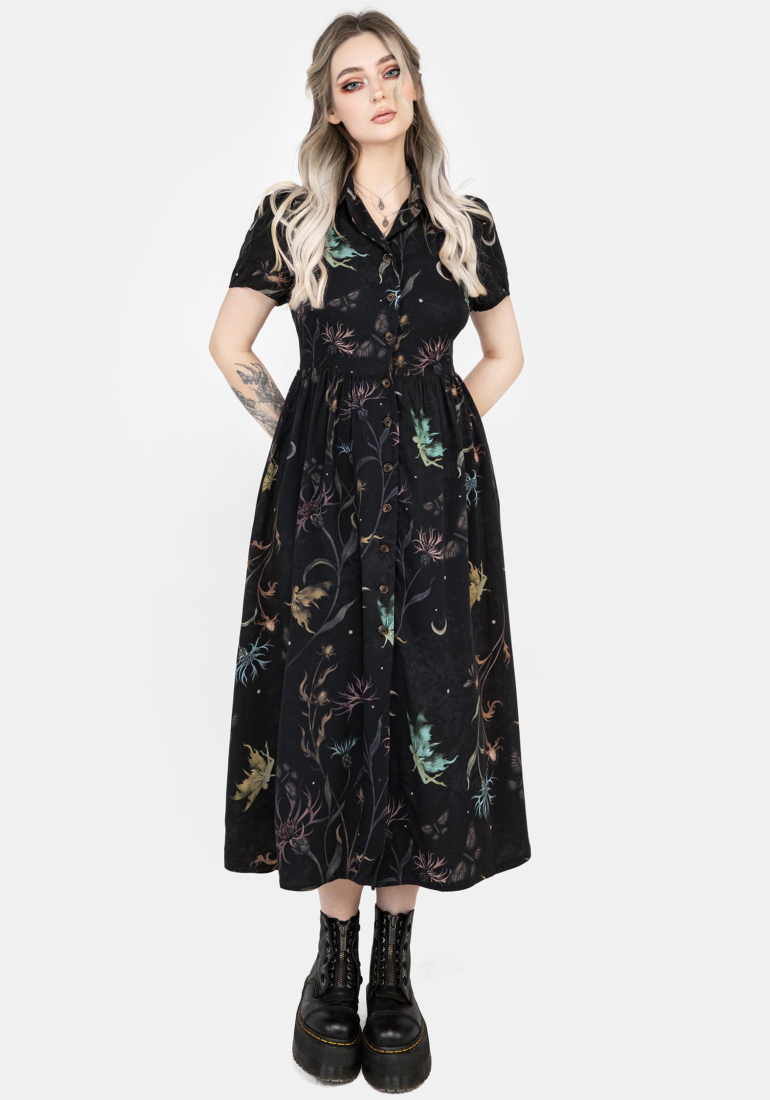 Rosanella Floral Print Midi Shirt Dress | Disturbia