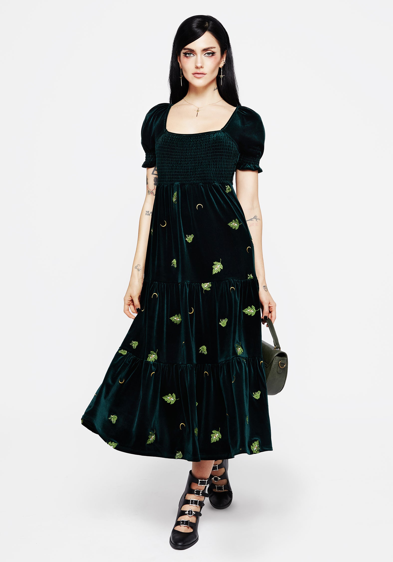新品　MishaandPuff Rickrack Freda Dress English Factory Rickrack Puff-Sleeve Midi Dress | Anthropologie