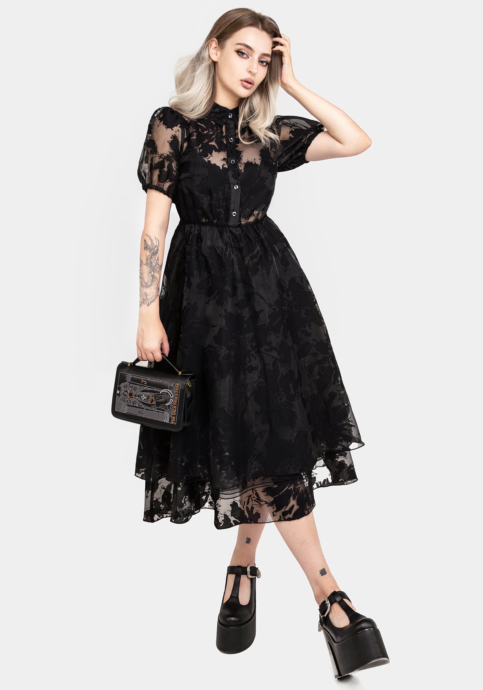 Spectre Layered Midi Shirt Dress | Disturbia - Shop Women's Gothic, Alternative & Dark Romantic Fashion, Accessories & Homeware Spectre Layered Midi Shirt Dress | Disturbia - Shop Women's Gothic, Alternative & Dark Romantic Fashion, Accessories & Homeware