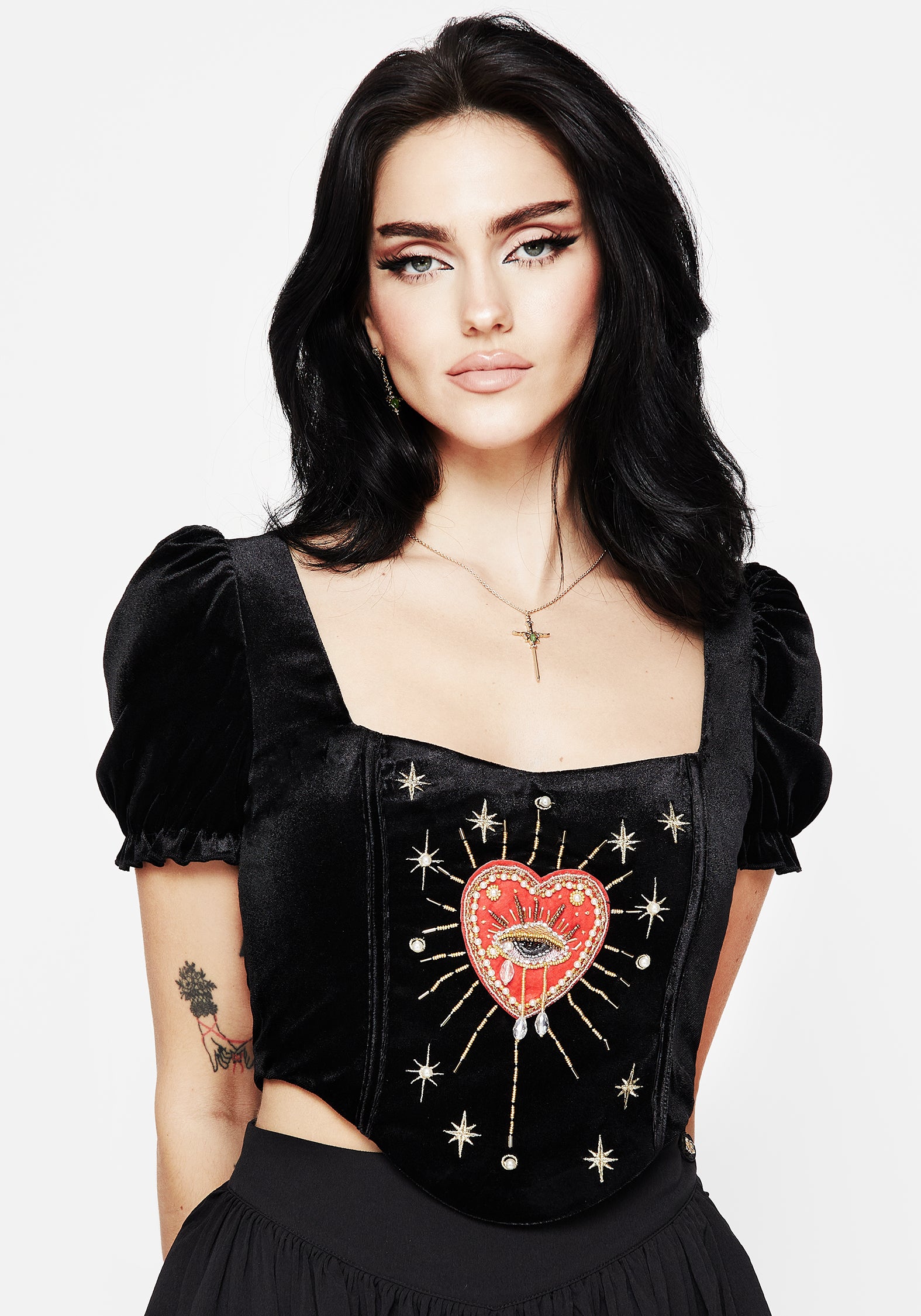 トップス Dorothy heart tops black Women's Wizard of Oz Dorothy Heart Short Sleeve Graphic T-Shirt