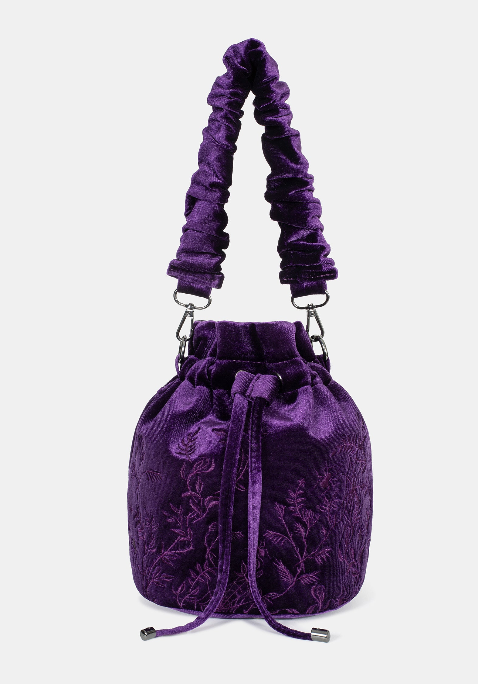 Tamsin Purple Velvet Bucket Bag – Disturbia