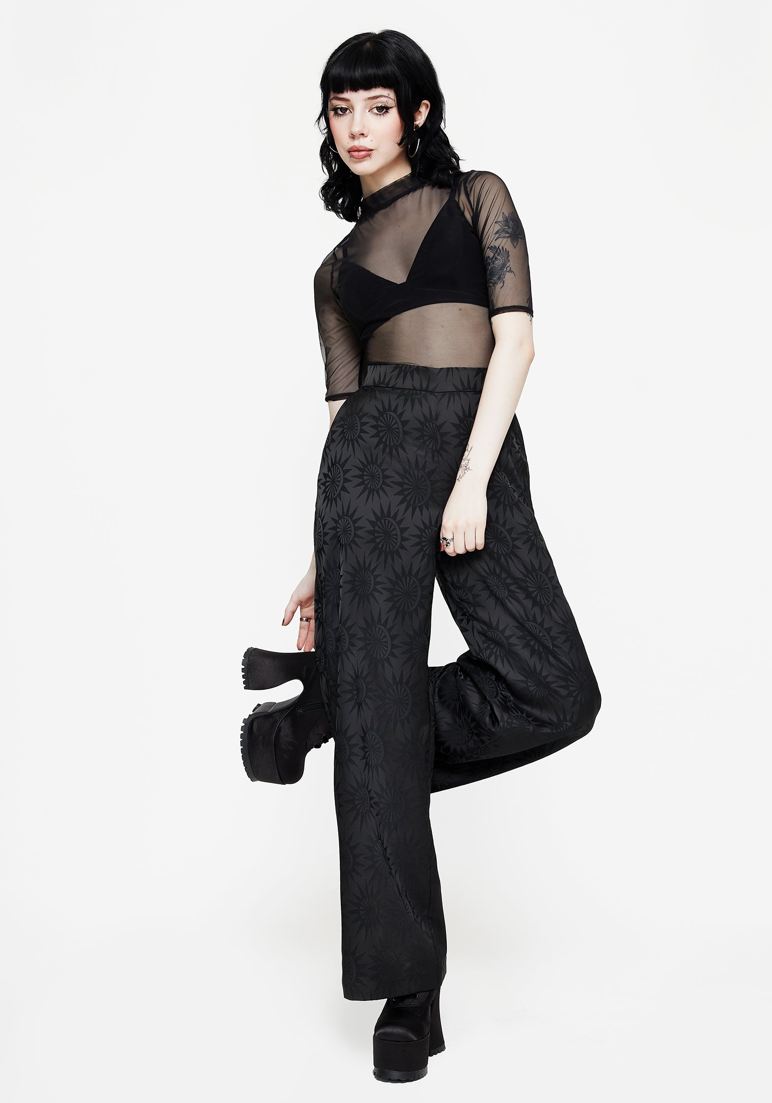 Semine Celestial Printed Wide Leg Trousers | Disturbia