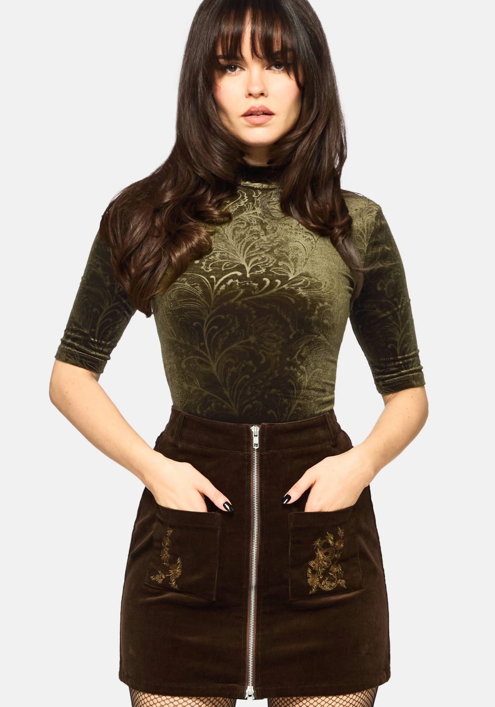 Thornshade High Neck Velour Bodysuit – Disturbia