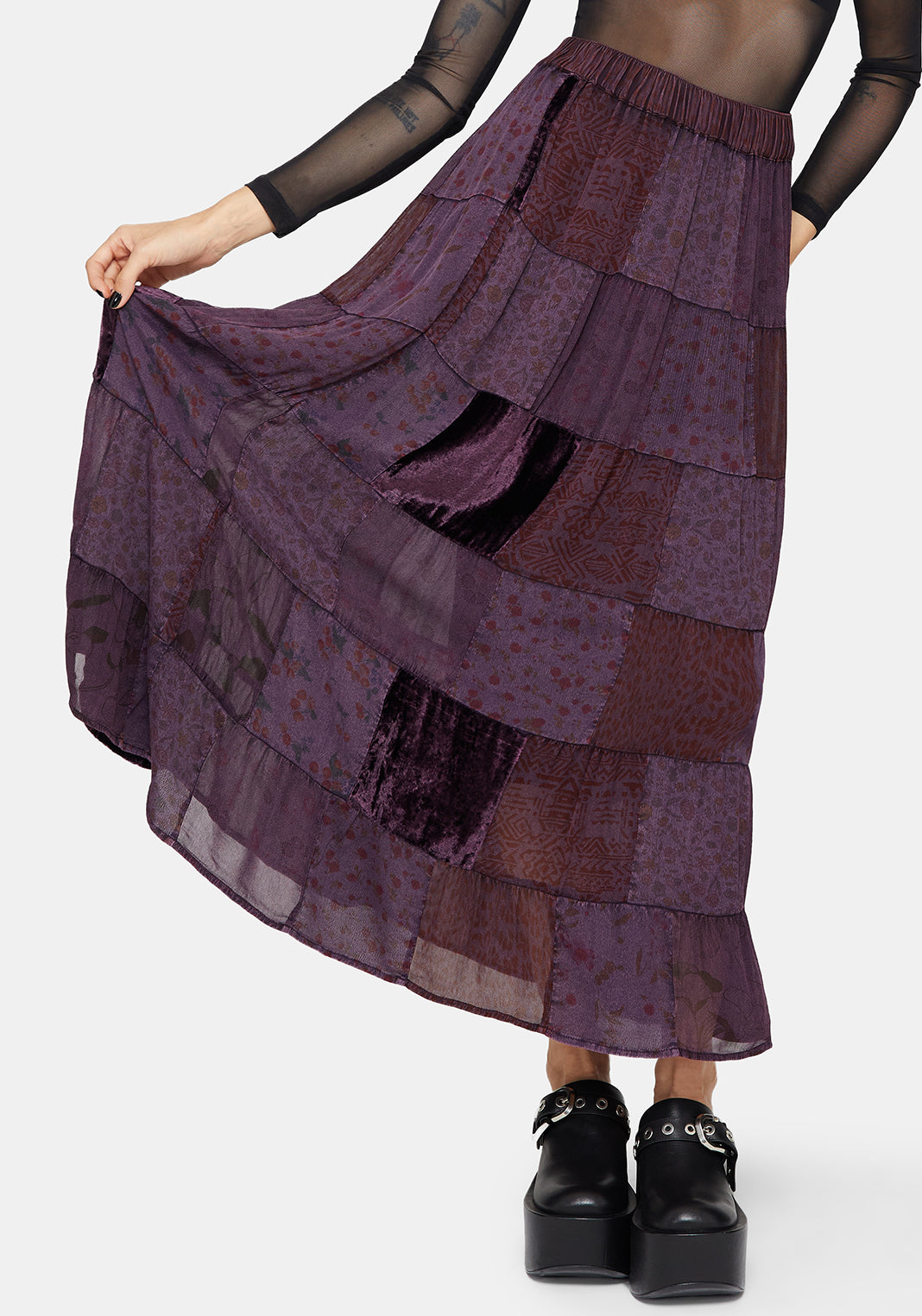 Mabel Floral Printed Patchwork Skirt – Disturbia