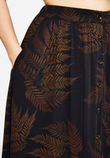 Ruin Fern Printed Midaxi Skirt - Brown