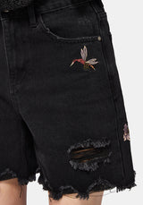 Poison Eden Embroidered Denim Short