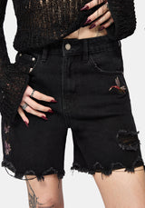 Poison Eden Embroidered Denim Short