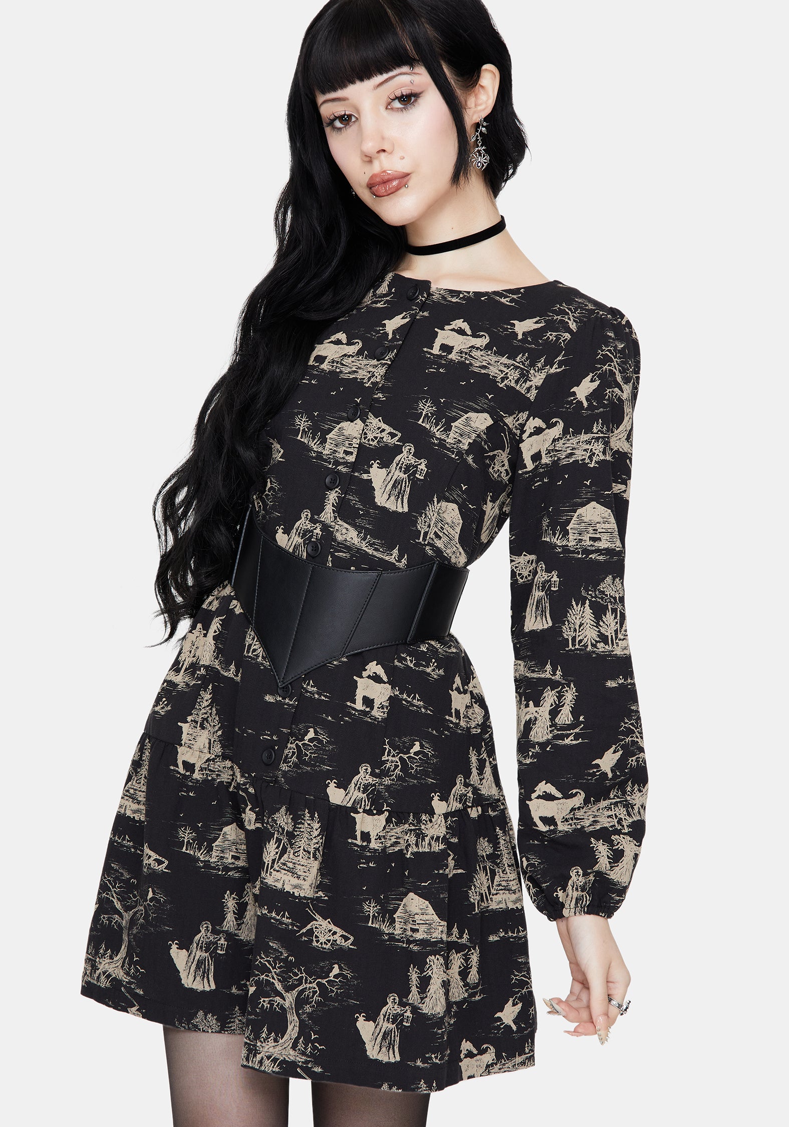 Lacelle Cotton Button Up Long Sleeve Mini Dress – Disturbia