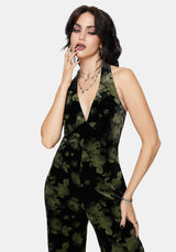 Luceria Velour Halter Neck Jumpsuit