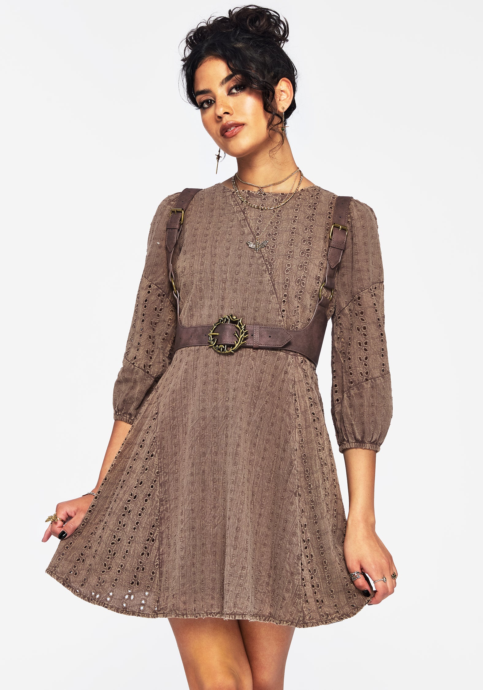 Summerisle Cotton Broderie Detail Mini Smock Dress | Disturbia