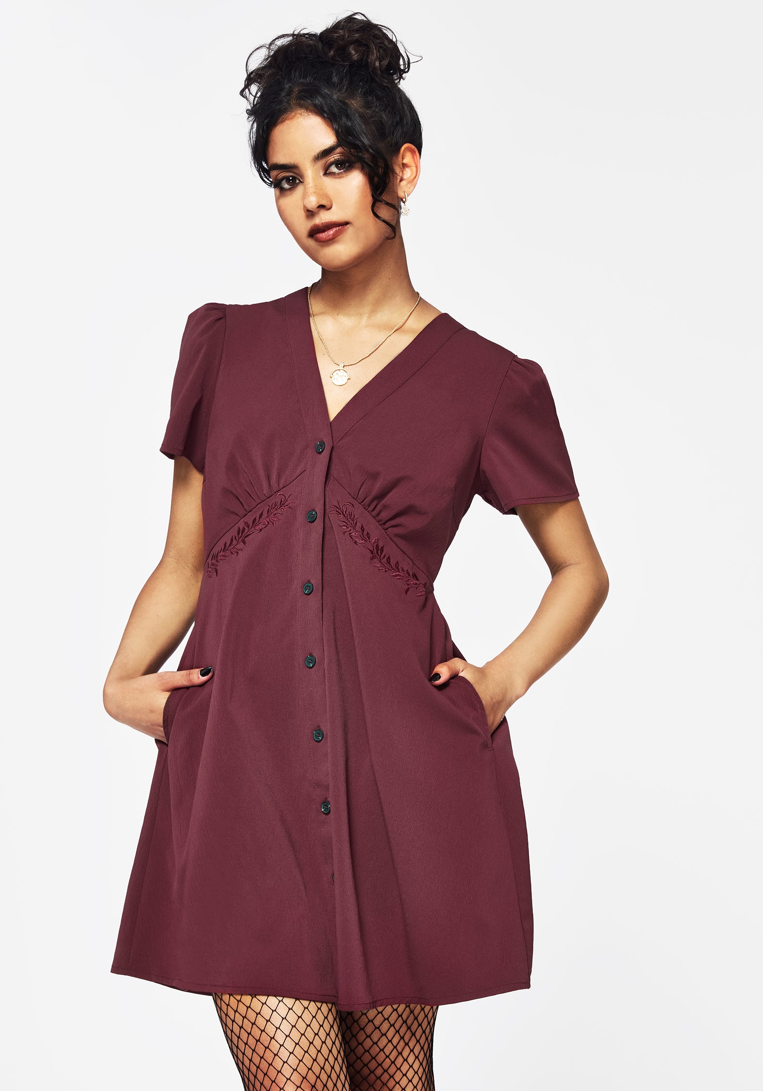 amazon plus size burgundy dress Essence Short Sleeve Mini Dress | Disturbia