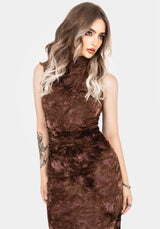 Serenade High Neck Ruched Floral Midaxi Dress