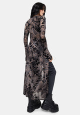 Monroe Flocked Mesh Long Sleeve Midaxi Overdress US 6
