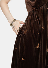Seraphine Dragonfly Embroidered Velour Mini Dress