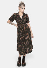 Whispen Moth Print Midi Shirt Dress