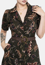 Whispen Moth Print Midi Shirt Dress