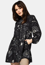 Elise Celestial Print Mini Shirt Dress US 6