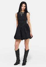 Ailis Balloon Hem Embroidered Mini Dress US 2