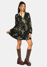 Cimora Dandelion Print Button Up Mini Dress