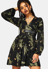 Cimora Dandelion Print Button Up Mini Dress