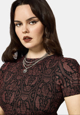 Annabel Inverted Raven Print Shirred Mini Dress