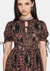 Mythos Print Tie Front Mini Dress