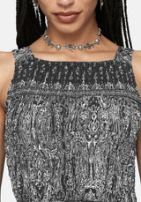 Zelira Paisley Shirred Mini Dress