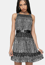 Zelira Paisley Shirred Mini Dress