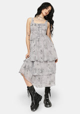 Aureline Butterfly Tiered Midi Dress