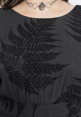 Ruin Fern Printed Tie Back Mini Dress - Grey