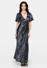 Ophion Print Satin Maxi Dress