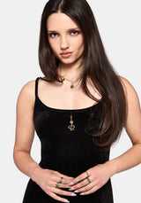 Kobra Embroidered Velour Maxi Slip Dress