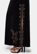 Kobra Embroidered Velour Maxi Slip Dress
