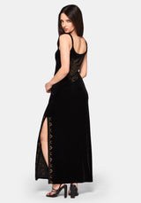 Kobra Embroidered Velour Maxi Slip Dress