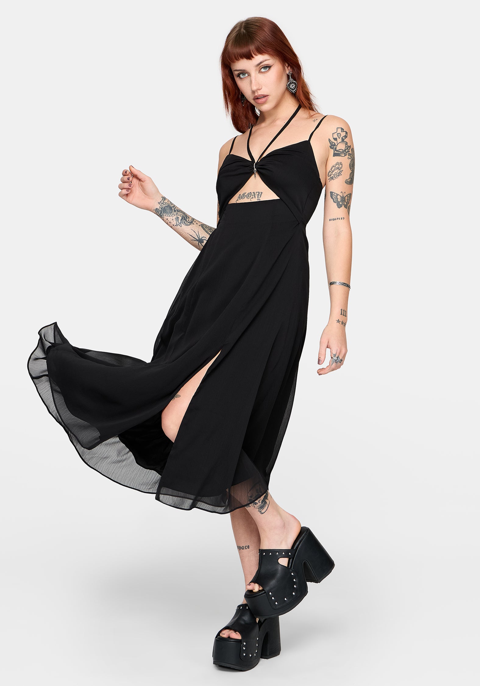 Calla Keyhole Halterneck Midaxi Dress – Disturbia