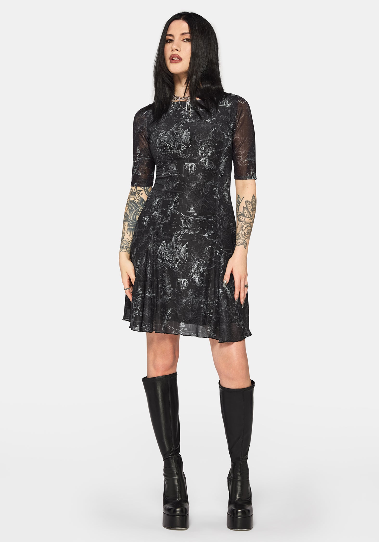 black print mini dress Farm Rio mini dress Majestic Garden M