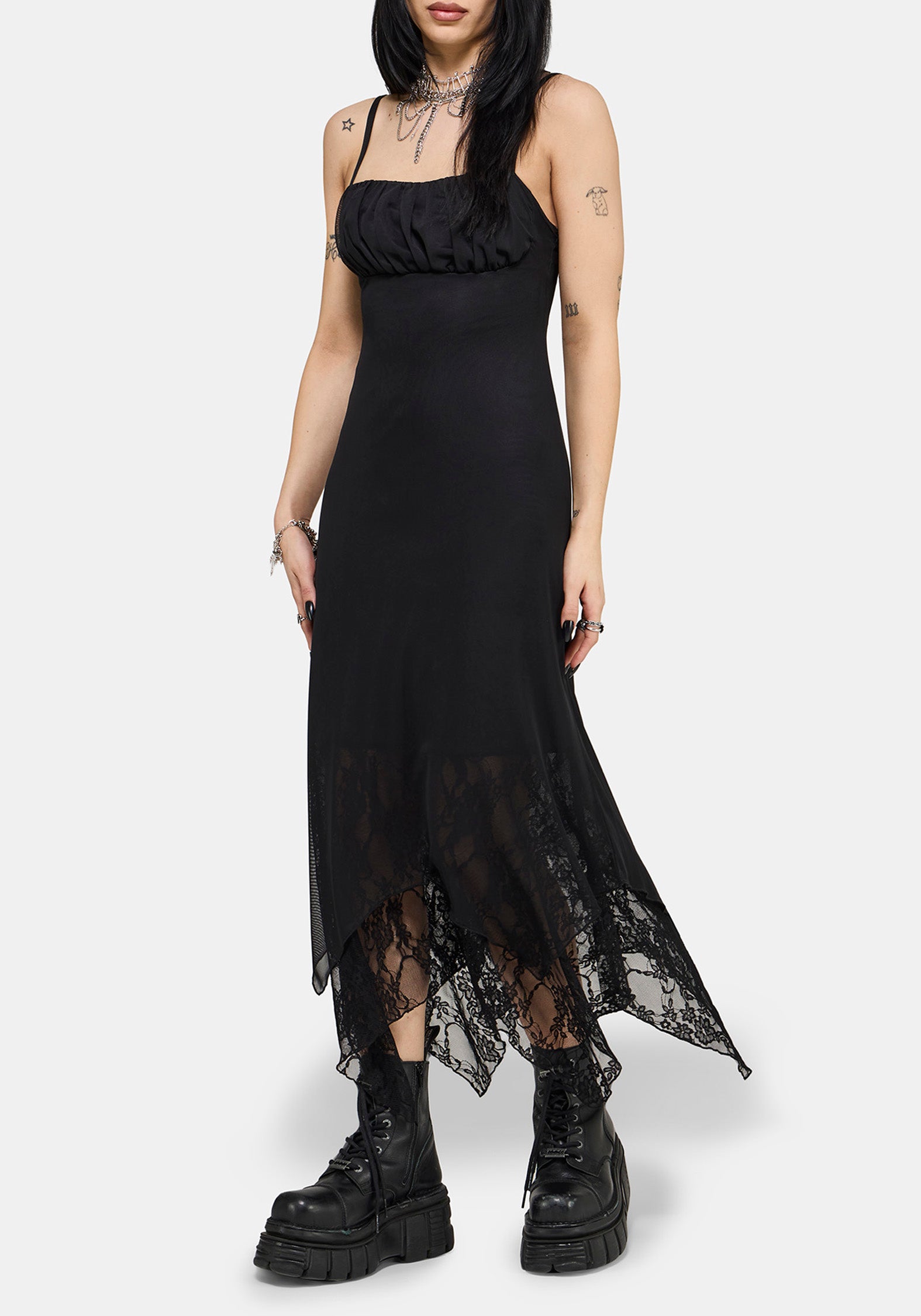 Druella Lace Cami Midaxi Dress – Disturbia
