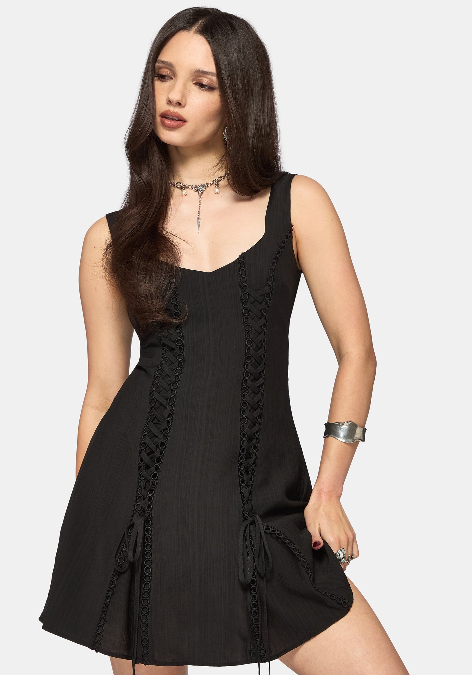 lace up front dress Tasmina Lace Up Front Mini Dress