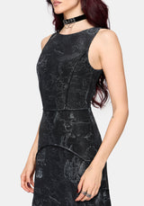 Kosmara Map Print Mesh Midaxi Dress