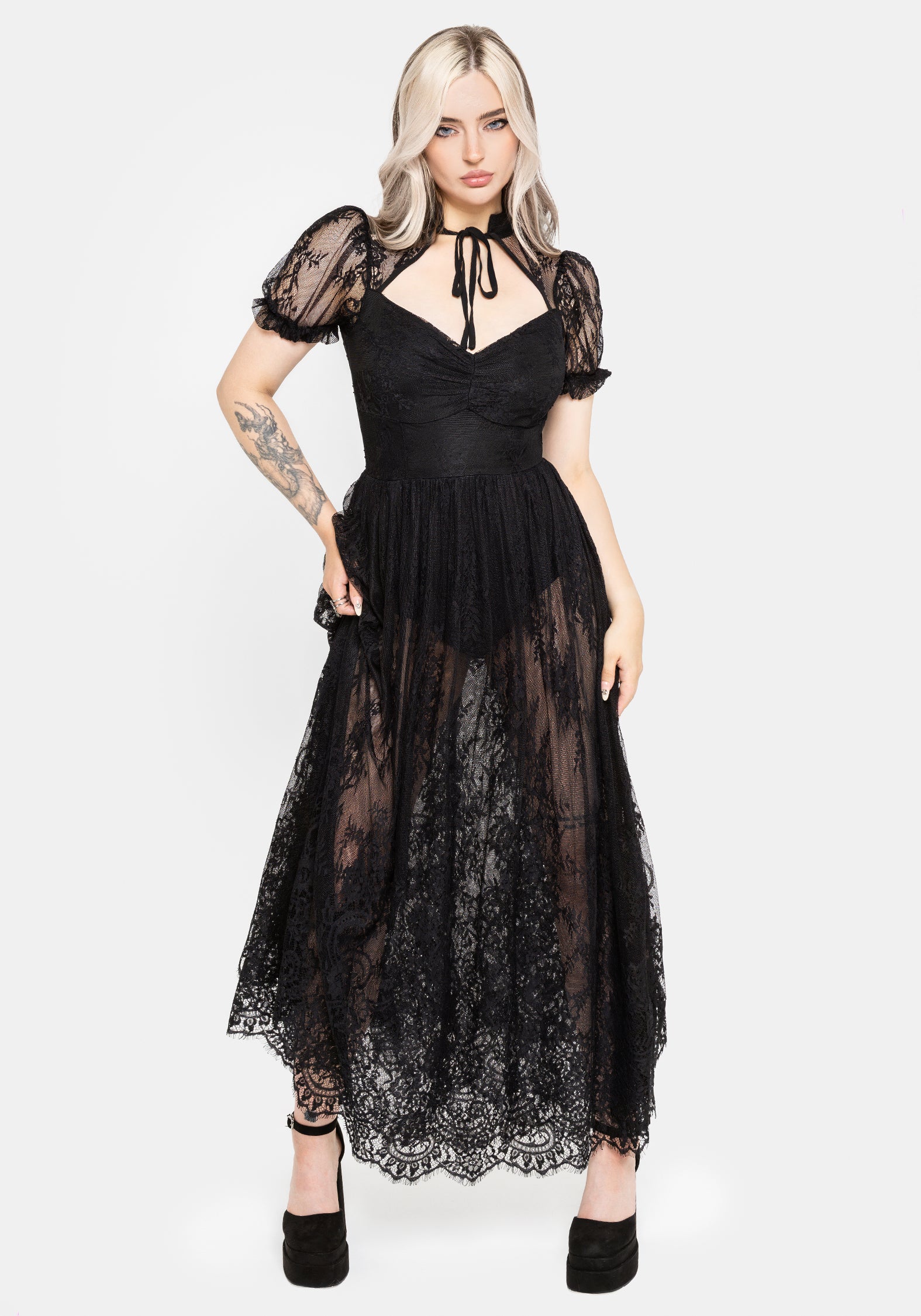 Velisse Lace Fixed Bodysuit Maxi Dress – Disturbia