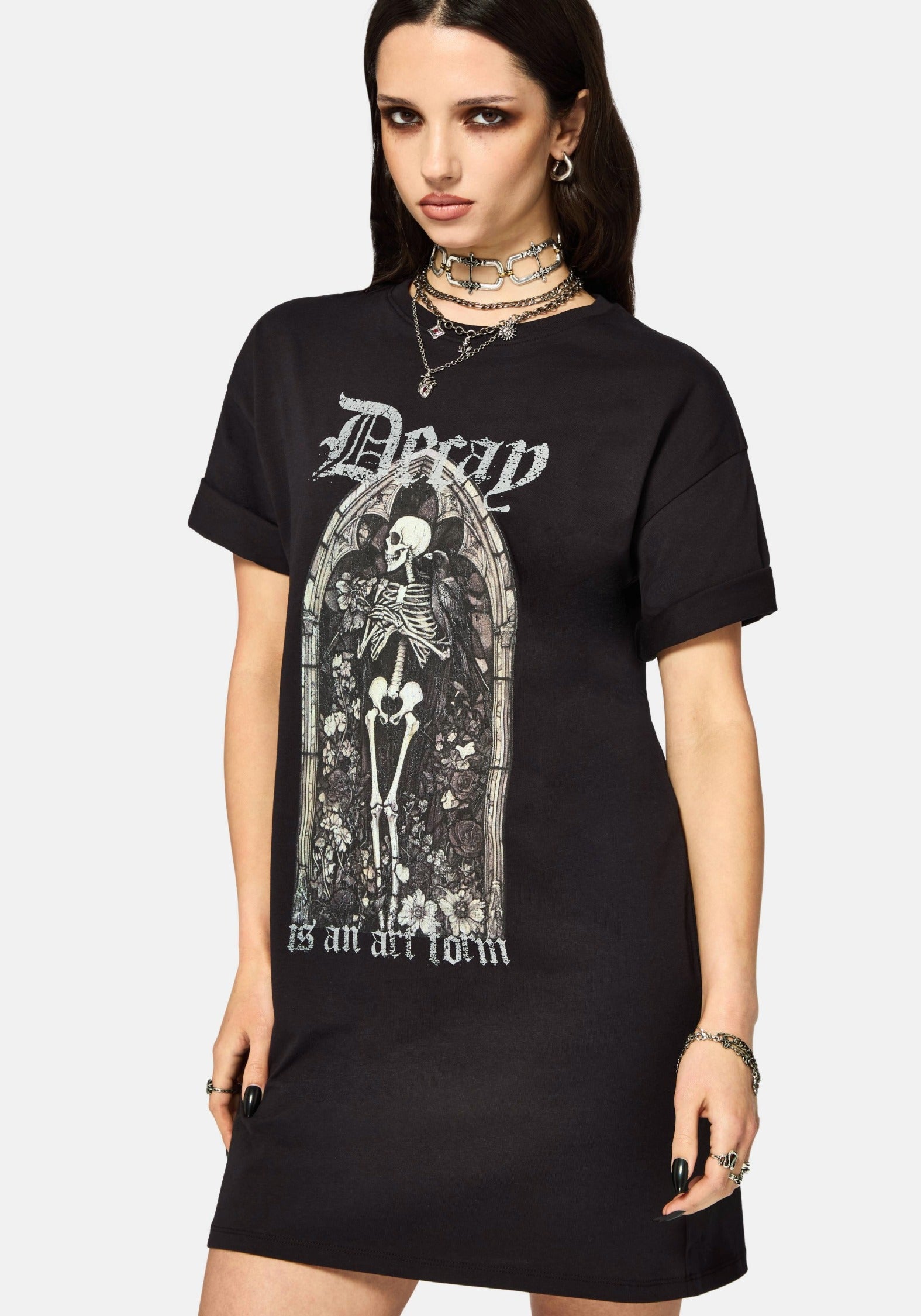 graphic t shirt dresses for women Edgy Stunner Graphic T-Shirt Dress