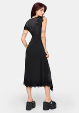 Lucretia Lace Contrast Asymmetric Midi Dress